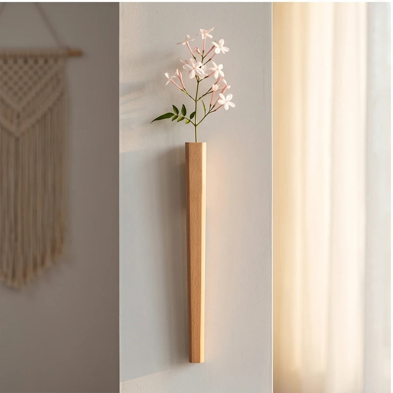Beech Creative Wooden Vase Wall-mounted Wall Decoration Plant Hydroponic Flowerpot Flower Inset Bottle Home lifestyle photo - 2