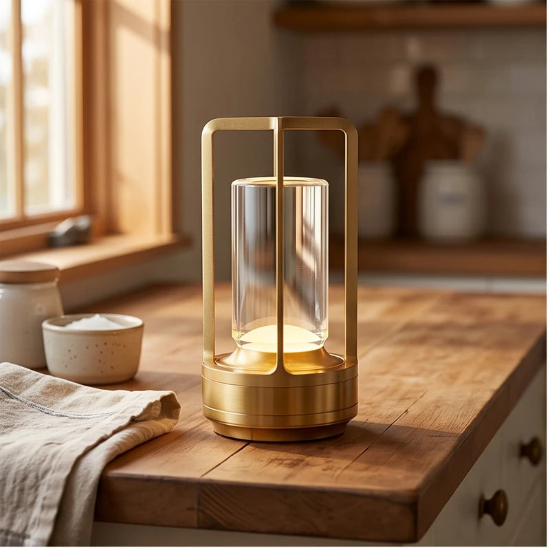 Gold Rechargeable Wireless Table Lamp LED Touch Sensor Desktop Night Light Reading Lamp for Restaurant Hotel Bar Bedroom Decor Light lifestyle photo