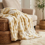 Tie Dye Yellow Plush Textured Throw Blanket lifestyle photo - 2