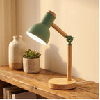 Green Creative Nordic Table Lamp Wooden Art LED Turn Head Simple Bedside Desk Light/Eye Protection Reading&Bedroom Study Lamp lifestyle photo