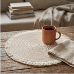 05 1pc Hot Selling Fringe Eco-friendly Household Non-Slip Heat-Resistant Morden Style Table Placemat Washable Mat For Dining Table lifestyle photo - 2