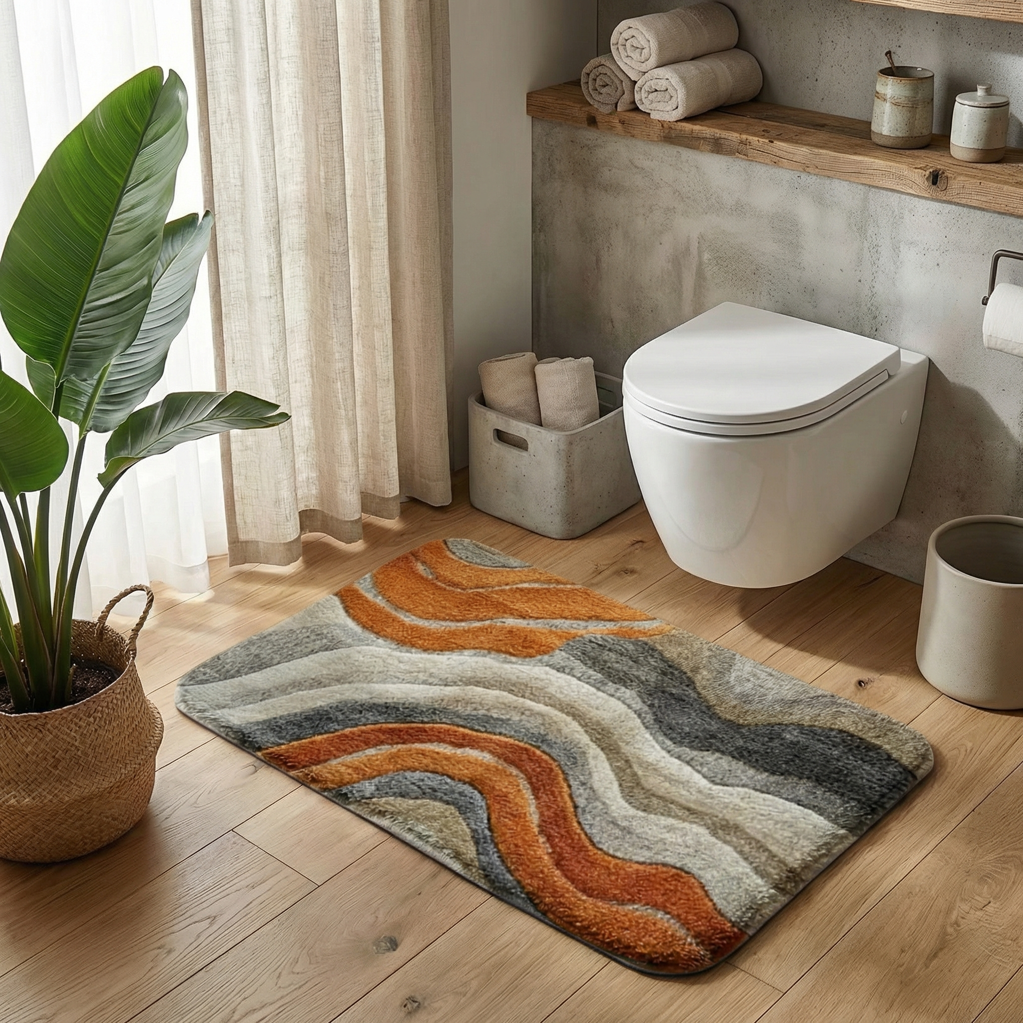 Marble Wave Bathroom Floor Mat