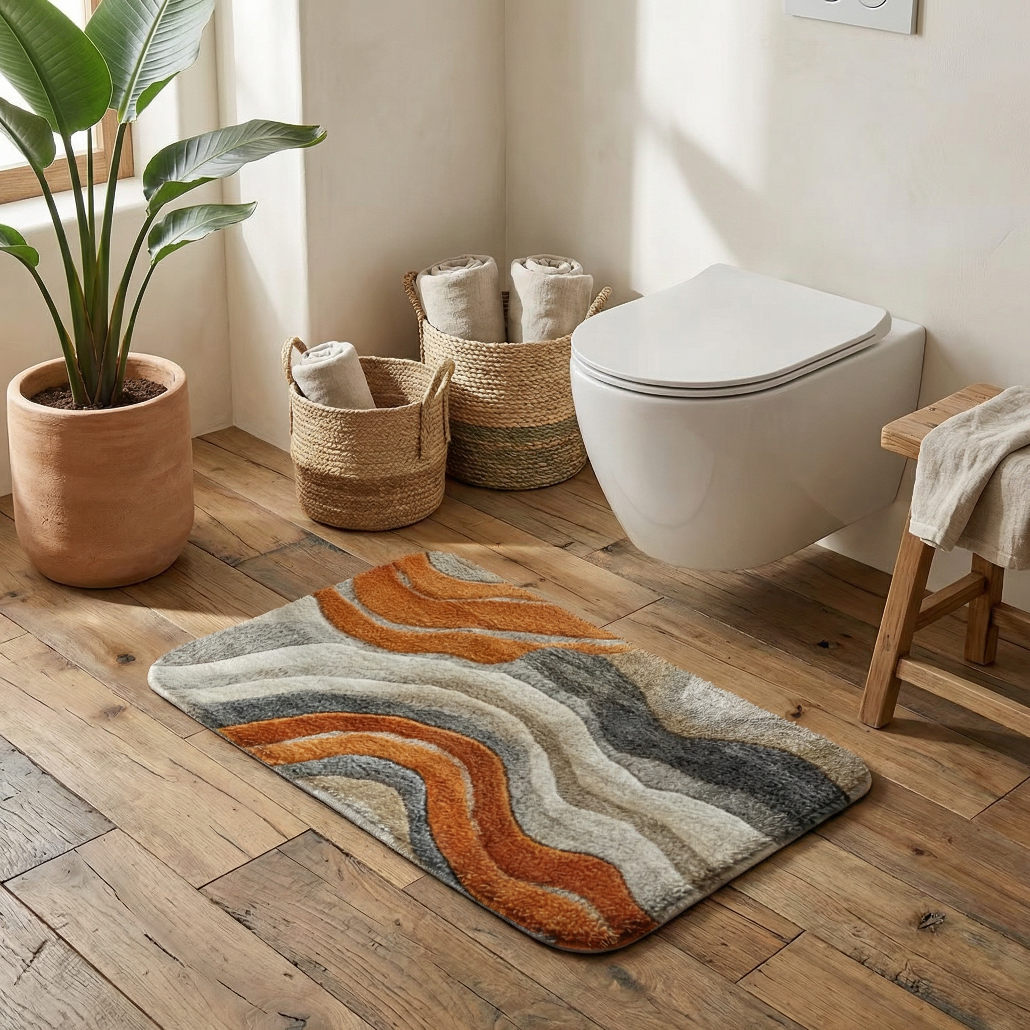 Marble Wave Bathroom Floor Mat