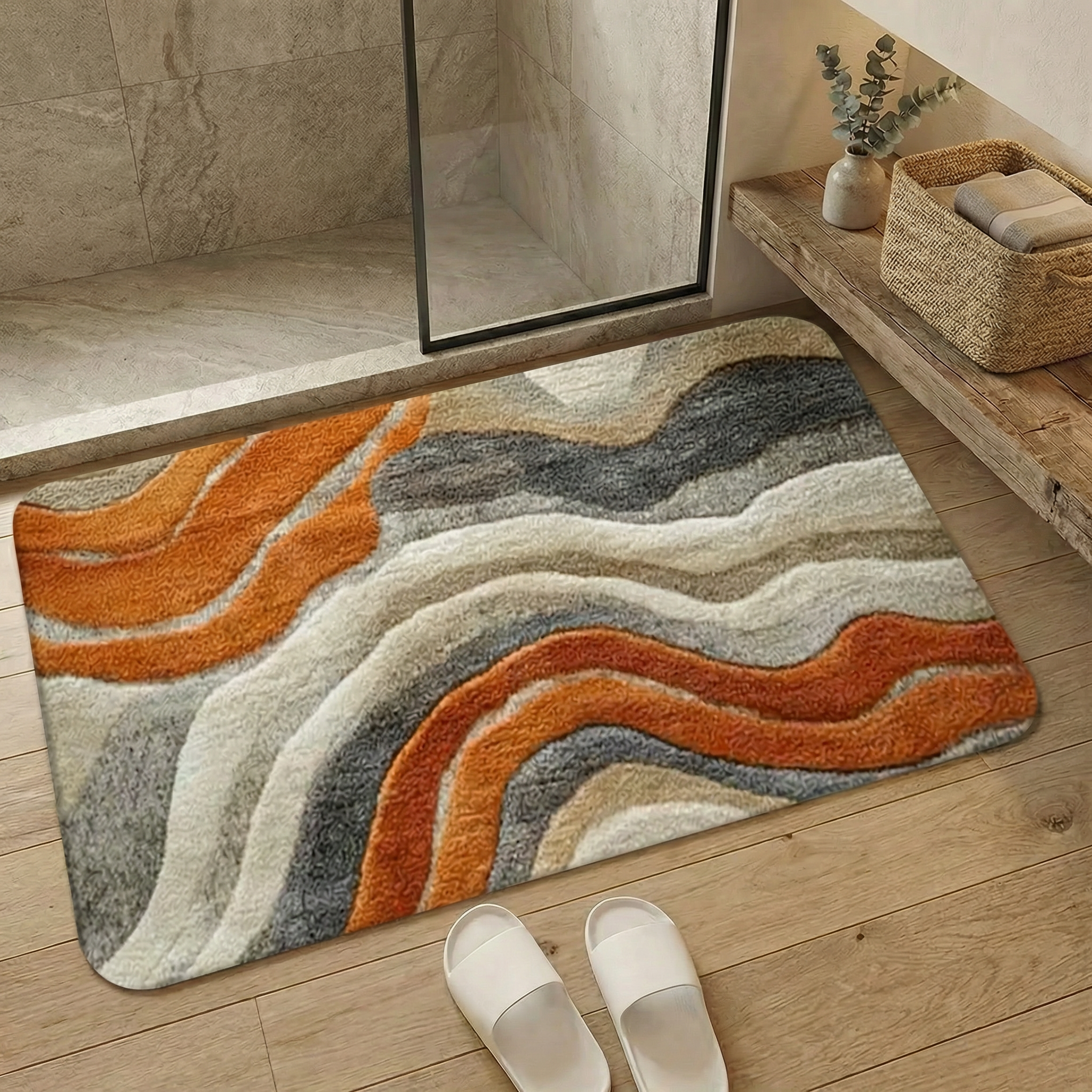 Marble Wave Bathroom Floor Mat