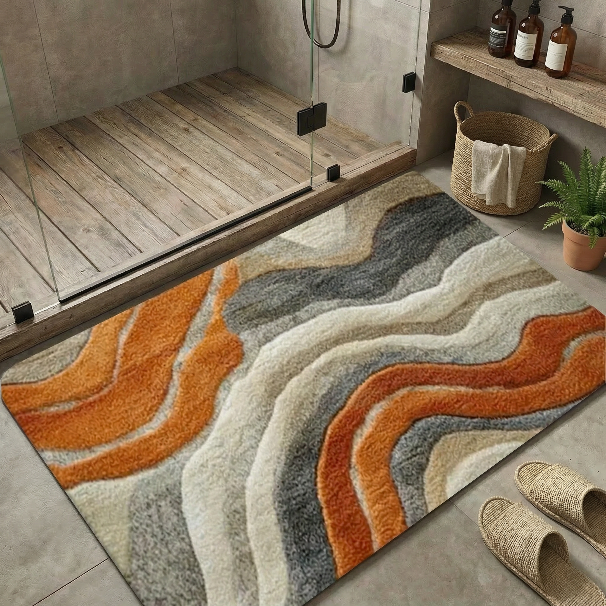Marble Wave Bathroom Floor Mat