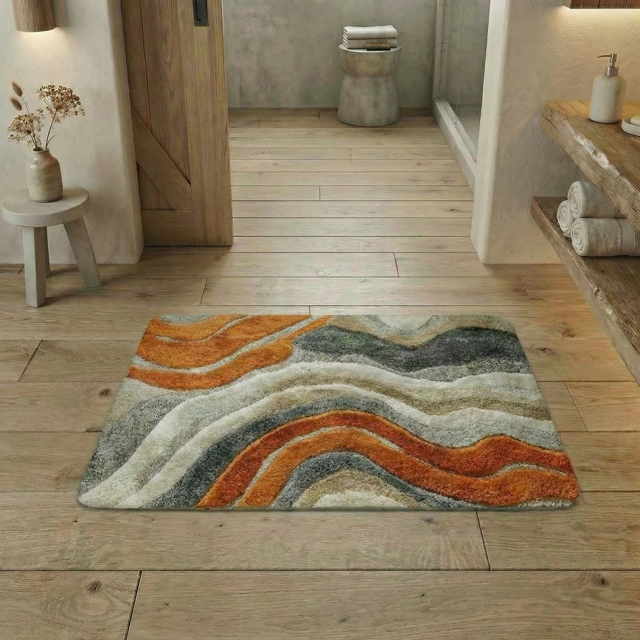 Marble Wave Bathroom Floor Mat