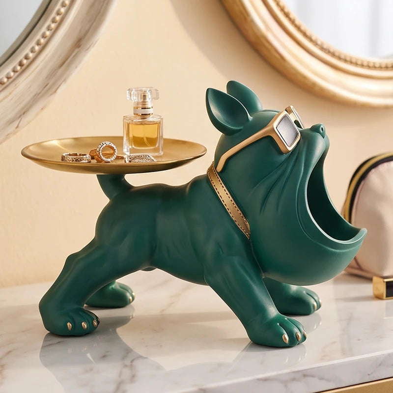 Green tray styled in a warm home setting - 3