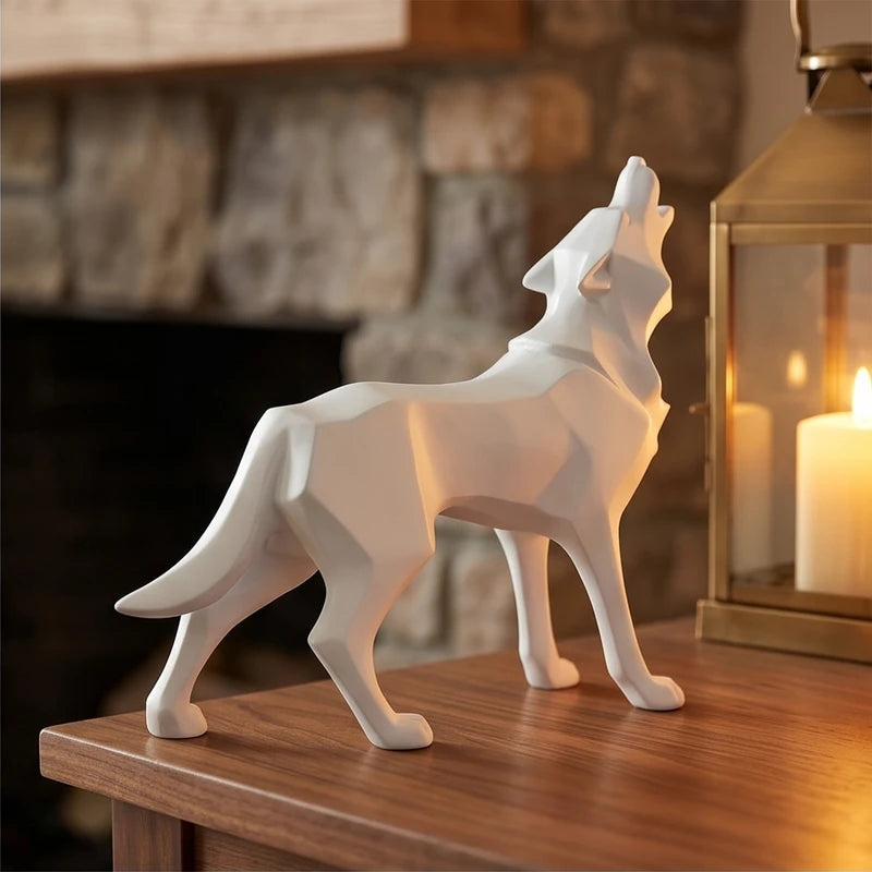 White Fenrir Resin Wolf Figurines lifestyle photo - 2