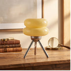 Cream lamp styled in a warm home setting