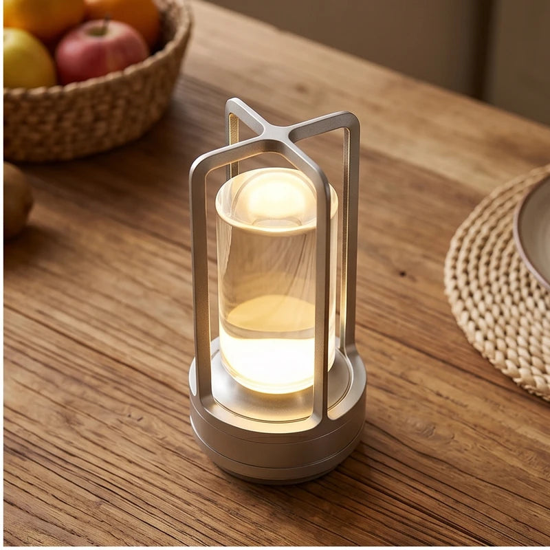 Silver Rechargeable Wireless Table Lamp LED Touch Sensor Desktop Night Light Reading Lamp for Restaurant Hotel Bar Bedroom Decor Light lifestyle photo - 2
