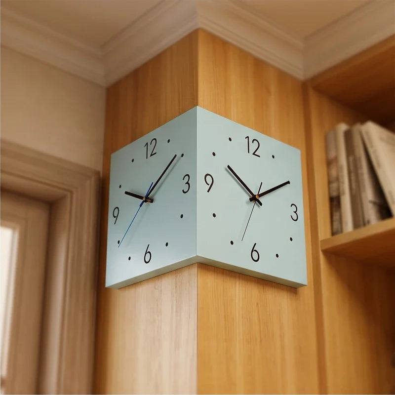 Double-Sided Corner Wall Clock
