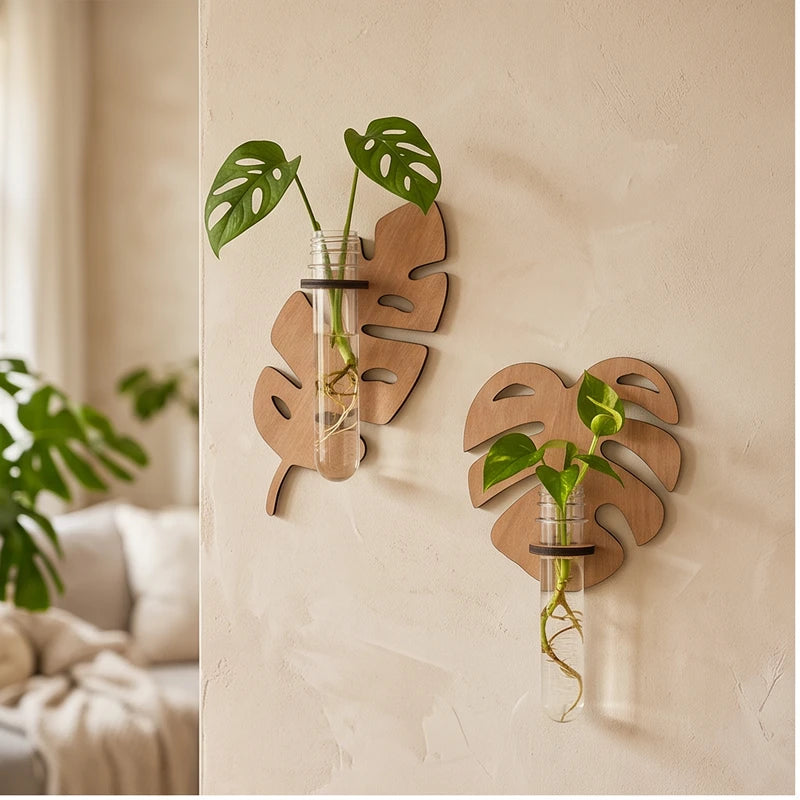 One of Each wooden planters styled in a warm home setting