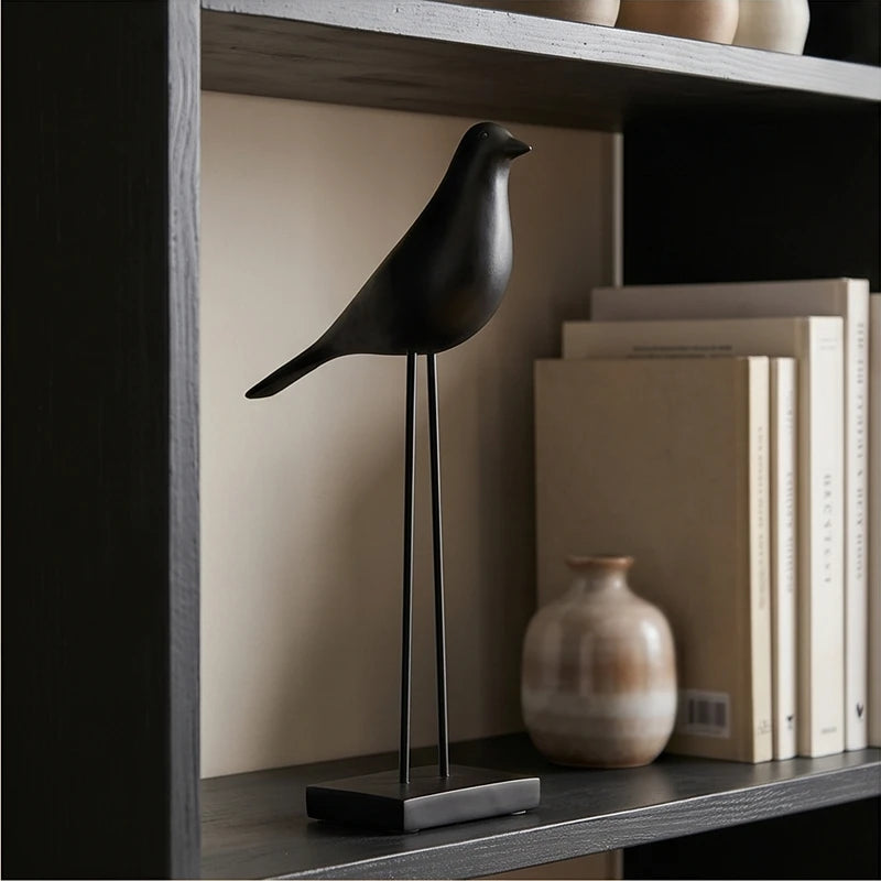 Black (Tall) Corvina Resin Bird Sculptures lifestyle photo - 3