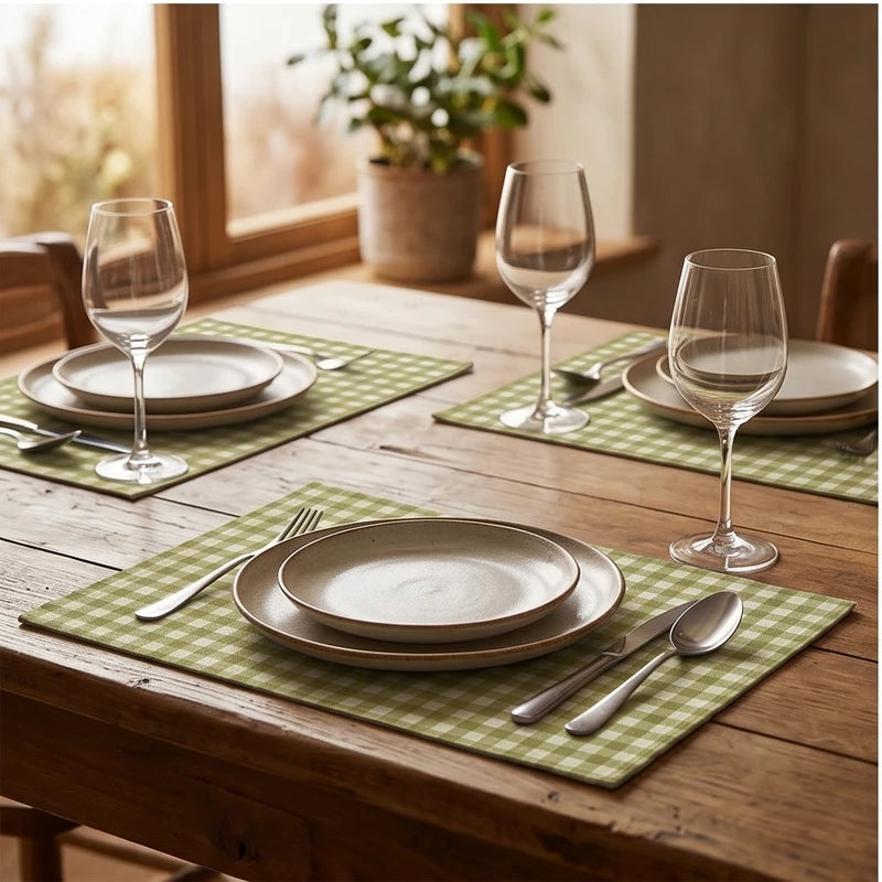 6 4/6/8pcs Checkered Pattern Placemats Dining Table Mats Modern Plaid Printed Design for Party Multi Color Table Mat Kitchen Decor lifestyle photo - 3