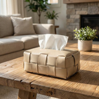 Checkerboard Woven Leather Tissue Box