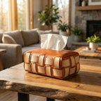 Checkerboard Woven Leather Tissue Box