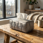Checkerboard Woven Leather Tissue Box