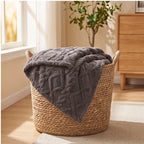 Gray fleece blanket styled in a warm home setting - 3