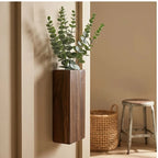 1 pcs coffee Wood Wall Planter for Greenery and Dried Flowers, Indoor Wood Hanging Vase, Modern Farmhouse Wall Decor for Living Room Bedroom lifestyle photo - 3
