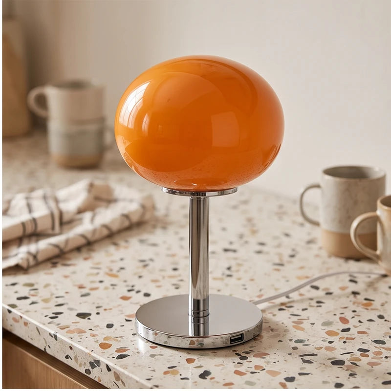 Orange lamp styled in a warm home setting - 2