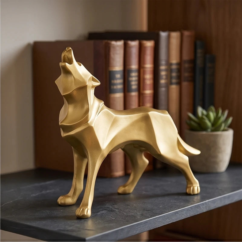 Gold Fenrir Resin Wolf Figurines lifestyle photo - 2