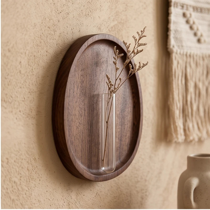 Round - Large wood vase styled in a warm home setting - 2