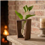 Retro color Modern Wood Propagation Vase - Minimalist Hydroponic Planter for Home & Office Decor lifestyle photo - 4