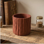 Brown 7CM tall Green Plant Small Flower POTS, Mini Flower POTS Imitating Tree Bark, Exquisite Household Flower POTS lifestyle photo - 2