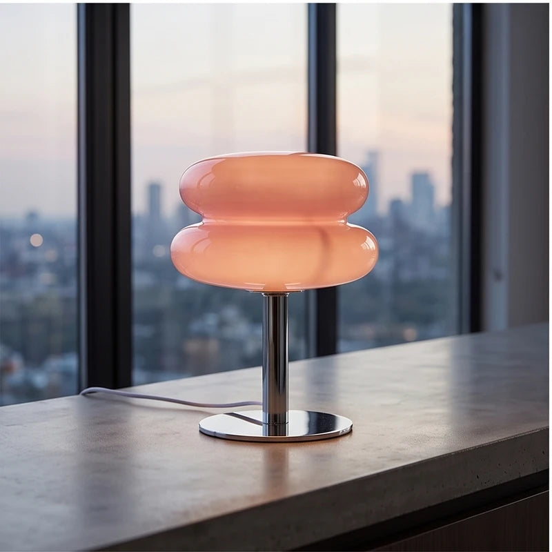 Beige lamp styled in a warm home setting - 2
