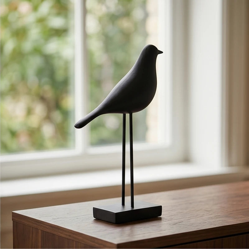 Black (Short) Corvina Resin Bird Sculptures lifestyle photo - 2