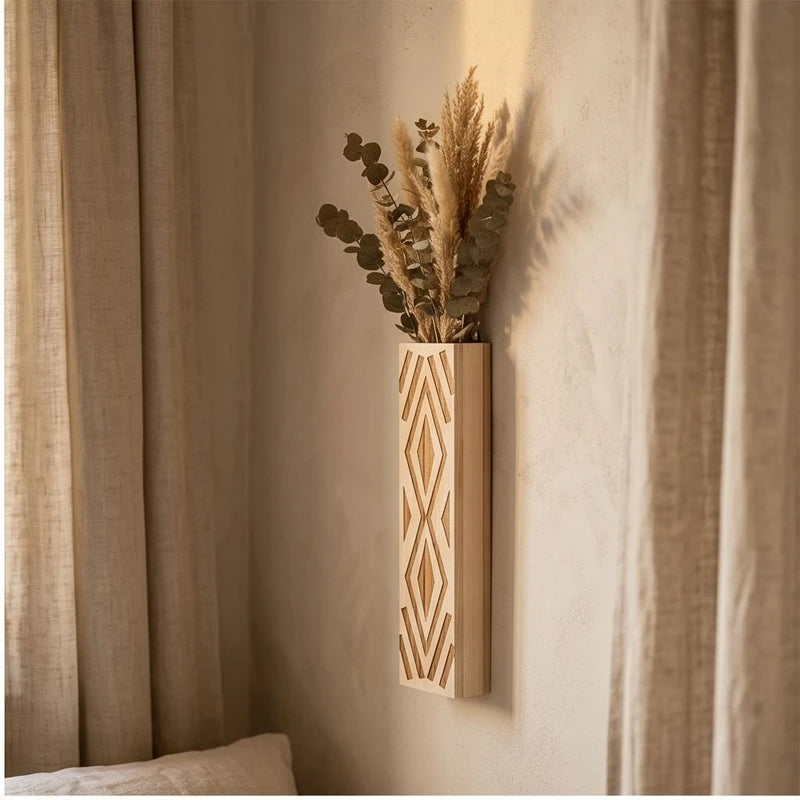 tongmu Bohemian Style Vase Wall Vase Dry Flower Vase Decoration Simulated Plant Wooden Vase Home Decoration lifestyle photo - 2