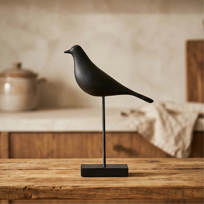 Black (Short) Corvina Resin Bird Sculptures lifestyle photo