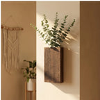 2 pcs coffee Wood Wall Planter for Greenery and Dried Flowers, Indoor Wood Hanging Vase, Modern Farmhouse Wall Decor for Living Room Bedroom lifestyle photo - 4
