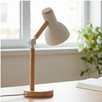 White Creative Nordic Table Lamp Wooden Art LED Turn Head Simple Bedside Desk Light/Eye Protection Reading&Bedroom Study Lamp lifestyle photo - 4