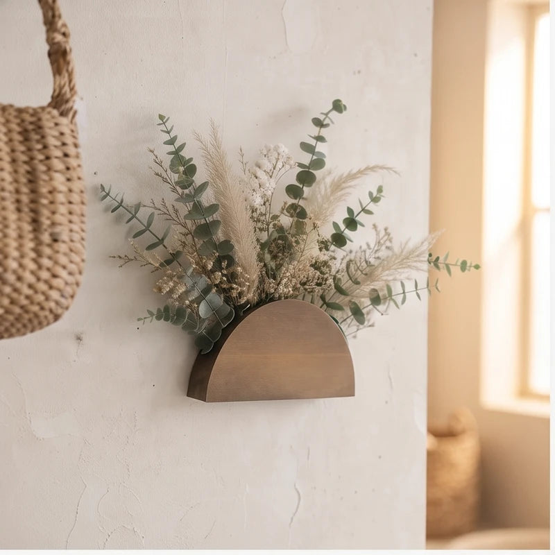 MS12406 -2pcs wooden planter styled in a warm home setting