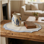 Blue Vintage Embroidered Fabric Placemat Imitation Cotton Linen Decorative Table Mat Napkins Washable French Lace Table Place Mat lifestyle photo - 3