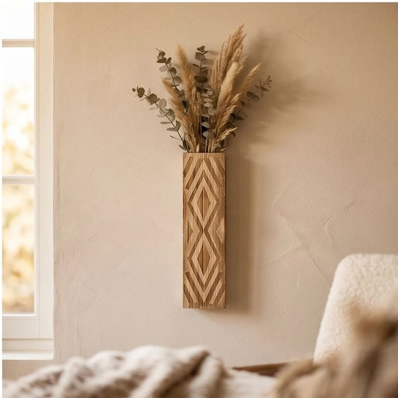 songmu Bohemian Style Vase Wall Vase Dry Flower Vase Decoration Simulated Plant Wooden Vase Home Decoration lifestyle photo - 4