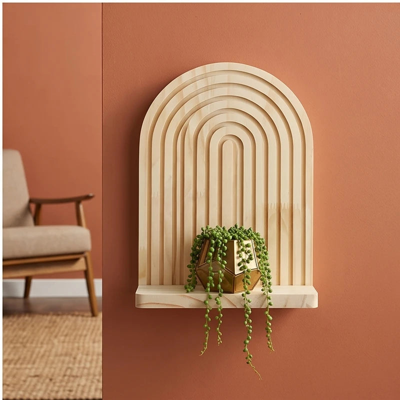 wall shelf MS10581 wooden shelves styled in a warm home setting - 2