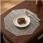 Silvery 1Pc Placemats Restaurant Hollow PVC Decoration Meal Mat Anti-hot Dining Table Line Mat Steak Plate Pad lifestyle photo - 4