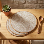 white 3 2/4/6/8pcs Bohemian Jute Printed Placemats with Faux Leather Edges, Heat Insulation Mats, Decorative Mats lifestyle photo - 3