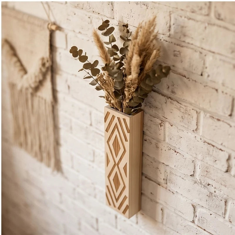 tongmu Bohemian Style Vase Wall Vase Dry Flower Vase Decoration Simulated Plant Wooden Vase Home Decoration lifestyle photo - 4
