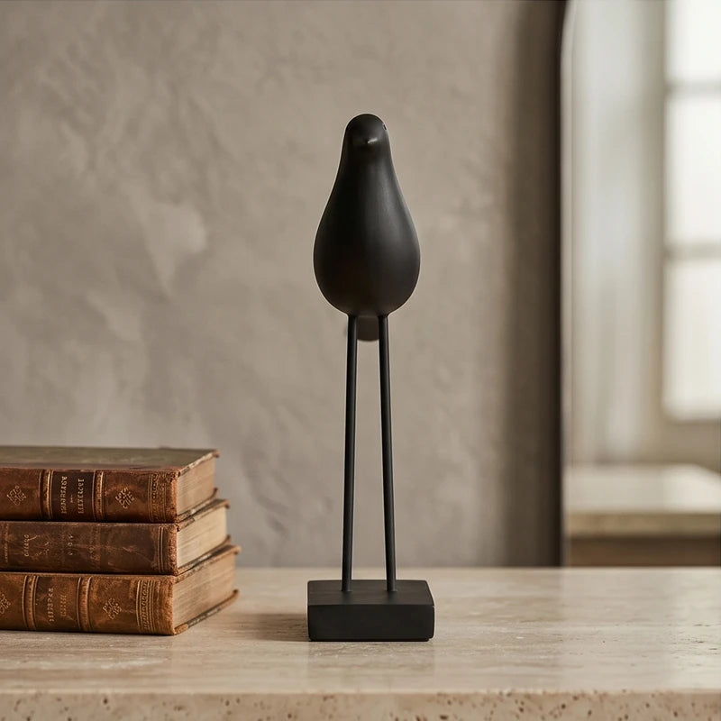 Black (Short) Corvina Resin Bird Sculptures lifestyle photo - 3