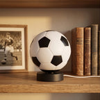 Black lamp styled in a warm home setting