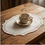 Camel Vintage Embroidered Fabric Placemat Imitation Cotton Linen Decorative Table Mat Napkins Washable French Lace Table Place Mat lifestyle photo