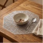 Silvery 1Pc Placemats Restaurant Hollow PVC Decoration Meal Mat Anti-hot Dining Table Line Mat Steak Plate Pad lifestyle photo