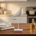 White (Short) Corvina Resin Bird Sculptures lifestyle photo - 2