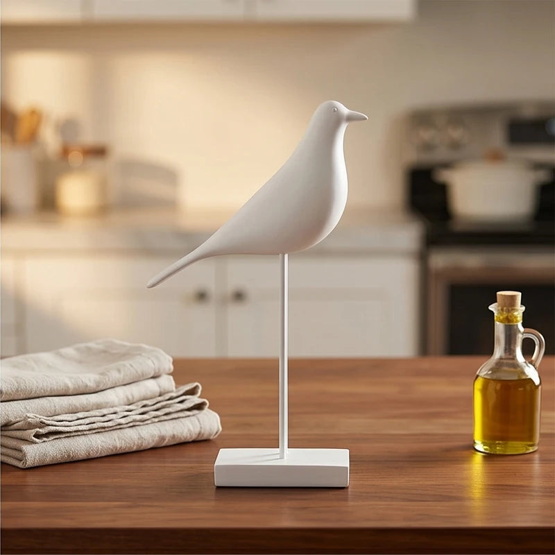White (Short) Corvina Resin Bird Sculptures lifestyle photo - 2