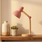 Pink Creative Nordic Table Lamp Wooden Art LED Turn Head Simple Bedside Desk Light/Eye Protection Reading&Bedroom Study Lamp lifestyle photo - 2