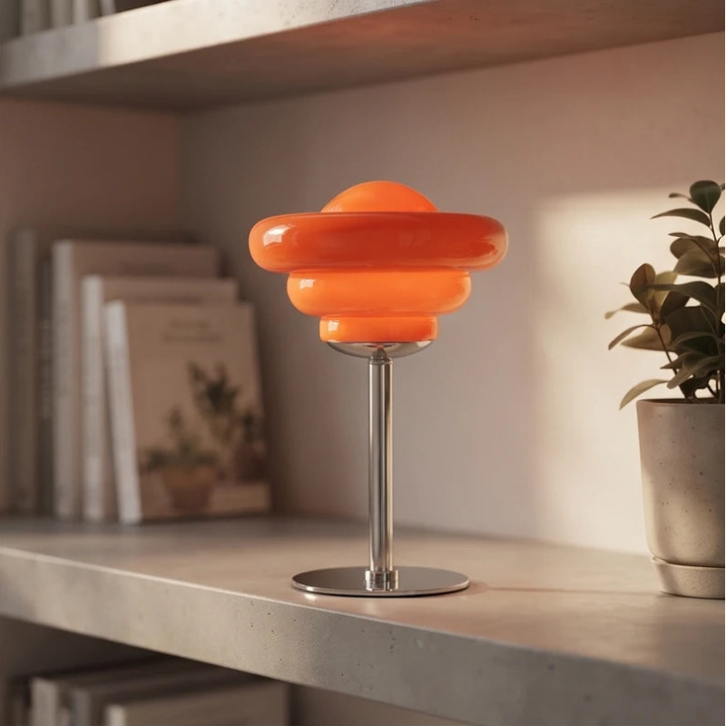 Orange lamp styled in a warm home setting - 2