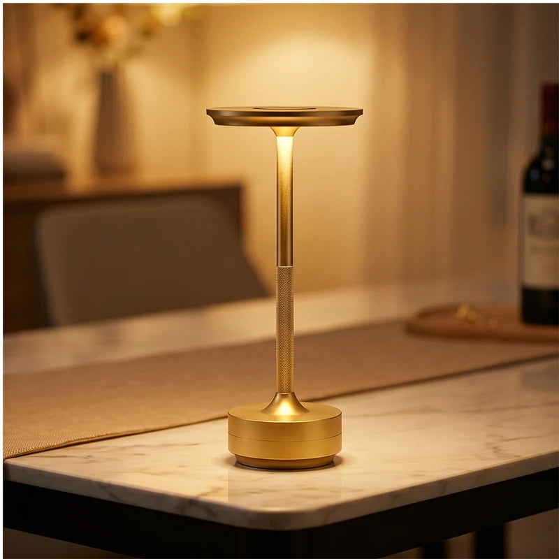 Gold Rechargeable Wireless Table Lamp LED Touch Sensor Desktop Night Light Reading Lamp for Restaurant Hotel Bar Bedroom Decor Light (Copy) lifestyle photo - 4